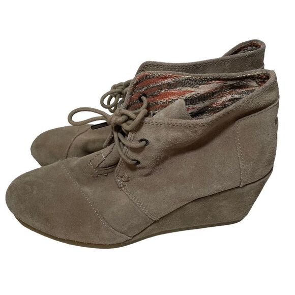 Toms Taupe Wedge Ankle Booties - Picture 1 of 9